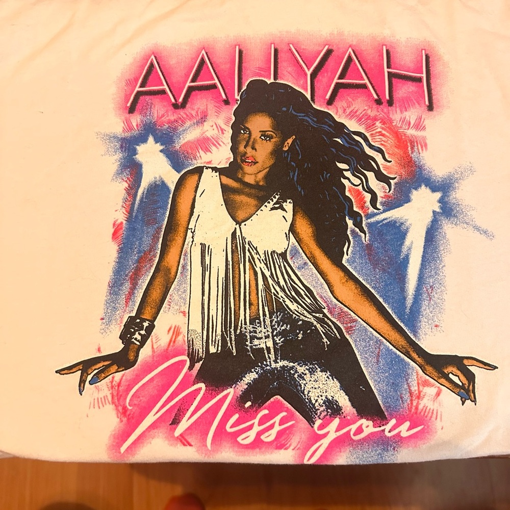 Aaliyah Cross Colours Tee - Cream and Pink